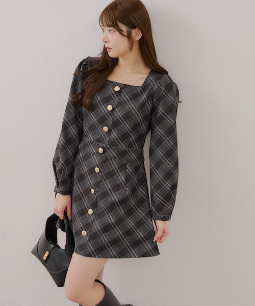 スクエアチェックミニワンピース｜ナイスクラップ/オリーブ・デ