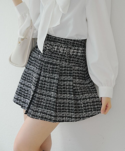 CFCL 2024FW完売　ツイード調ラメ混スカート　美品 CFCL 2024FW完売 ツイード調ラメ混スカート 美品 ラメツイードベルト付
