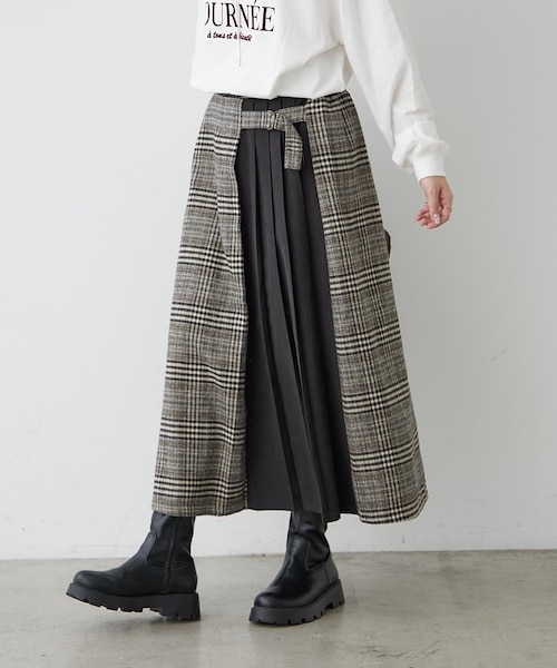 360°着映える【RMAF】サイドプリーツチェックスカート｜ナイスクラップ