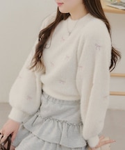 【RMAF】リボン刺しゅうフェザーニット