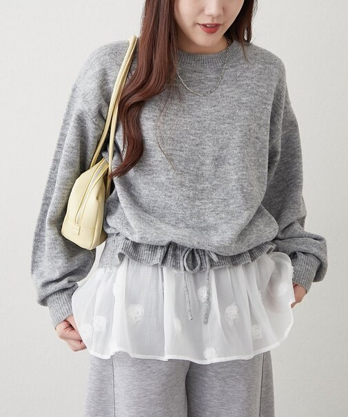 【RMAF】3Dフラワー付ニットチュニック