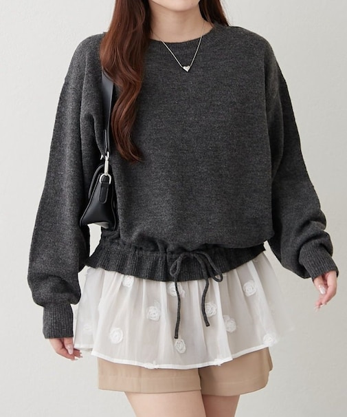 【RMAF】3Dフラワー付ニットチュニック