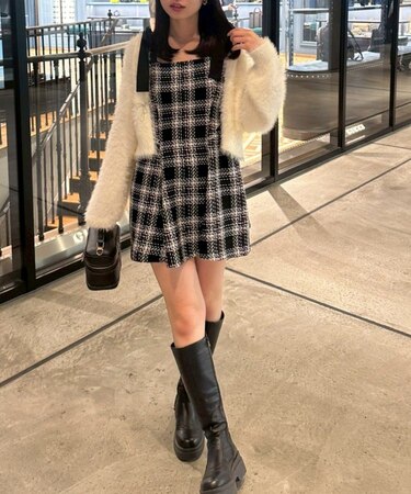 【Tweed Collection】肩リボンミニジャンスカ