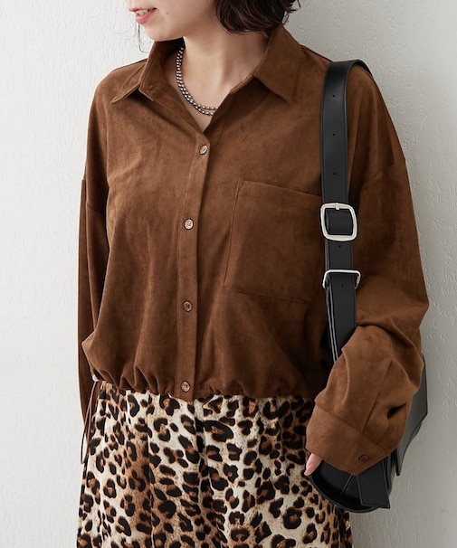 ピーチ起毛裾ドロストシャツ