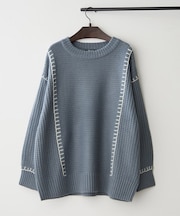 ブランケットステッチクループルオーバー