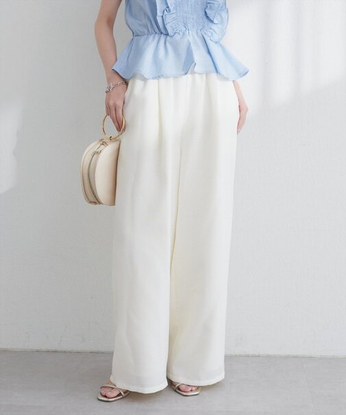 【natural couture】イージーウエストワイドパンツ