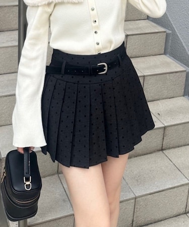 ドットベルト付プリーツミニスカート
