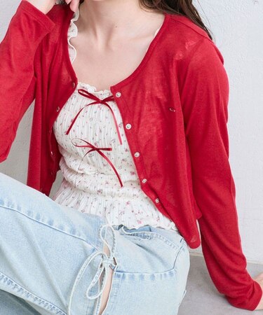 【OLIVE des OLIVE 】スナップボタンシアカーデ