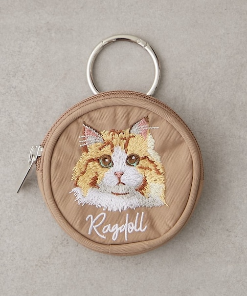 アニマル刺繍丸ポーチ
