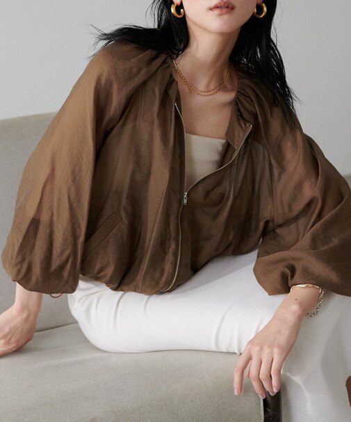 【LARUTA】ビンテージシアーボイルギャザーブルゾン