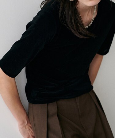 【 LARUTA】シアーベロア半袖プルオーバー