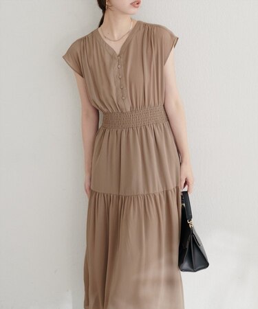 【natural couture】<プチナチュ>ウエストシャーリングワンピース