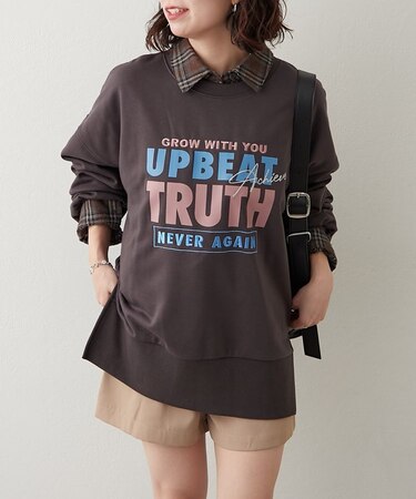 【NUNIFE】サイドスリット多色ロゴスウェット