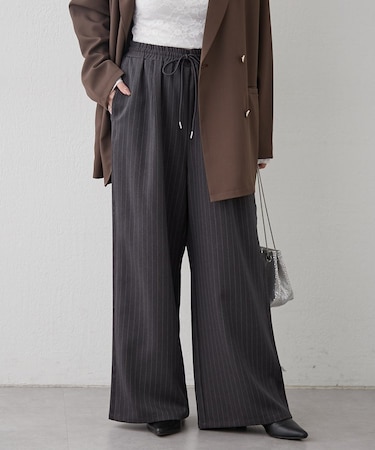 【NUNIFE】ピンストライプイージーパンツ
