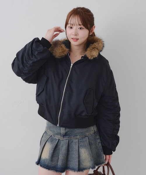 RMAF】フェイクファー付MA－1｜ナイスクラップ/オリーブ・デ