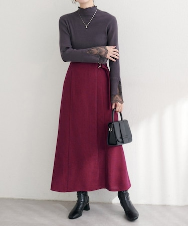 【natural couture】ラップ風ツイードスカート