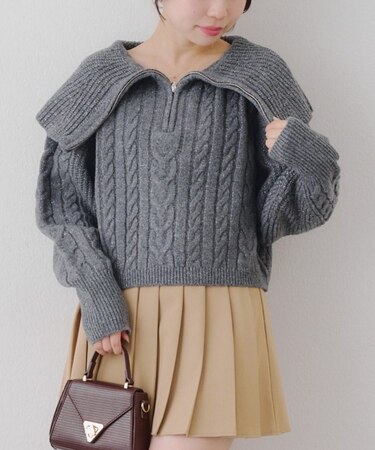 【RMAF】ビッグ衿ZIPUPニット