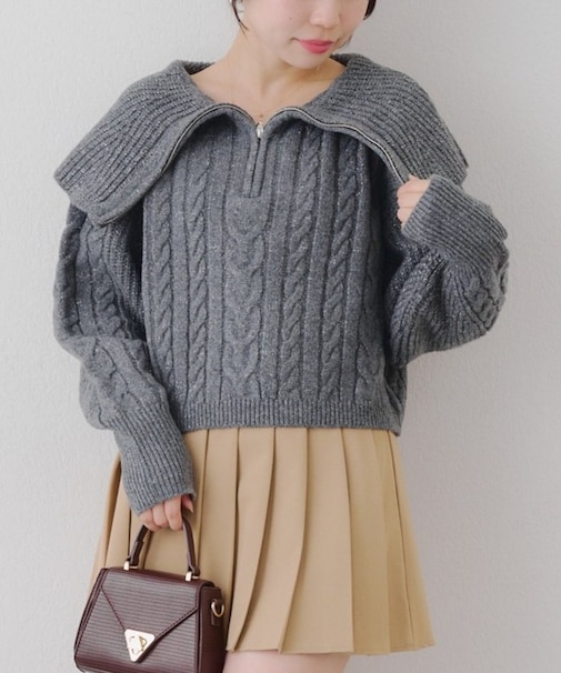 【RMAF】ビッグ衿ZIPUPニット