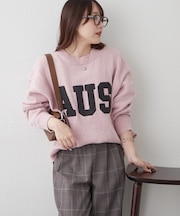 ロゴ刺繍ニットプルオーバー