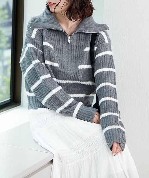 ハーフZIPニット