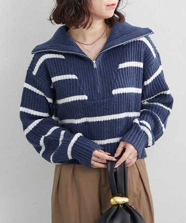 ハーフZIPニット