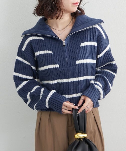 ハーフZIPニット