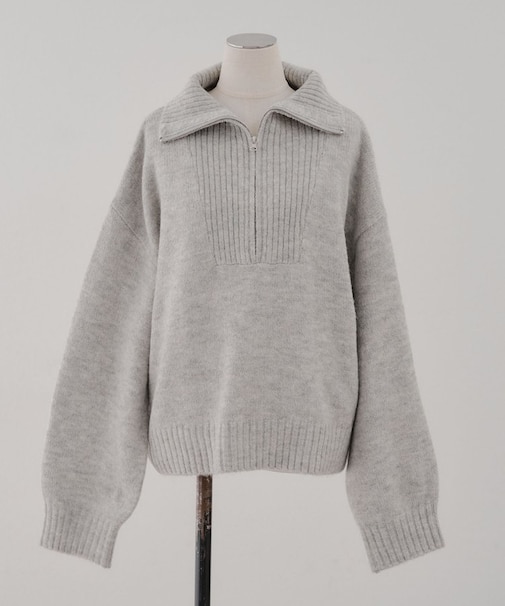 柔らかな肌さわり、ヤクタッチハーフジップニット