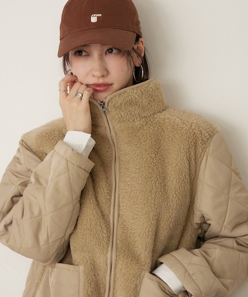 ドラッグストアーズ/D.S.CLUB☆配色切替ボアブルゾン☆モカ茶×ブラック