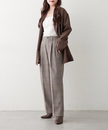 【裏起毛であたたか!】アソート柄タックパンツ