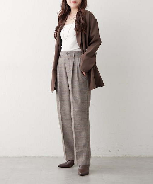 【裏起毛であたたか!】アソート柄タックパンツ