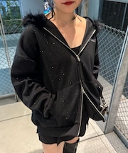 ラメキラキラファーパーカー