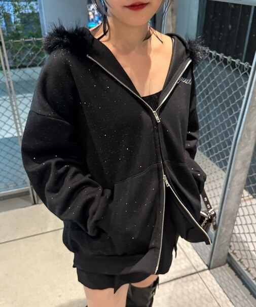 ラメキラキラファーパーカー