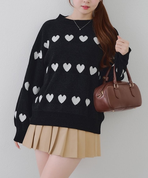 ベロアモールたっぷりハートニット