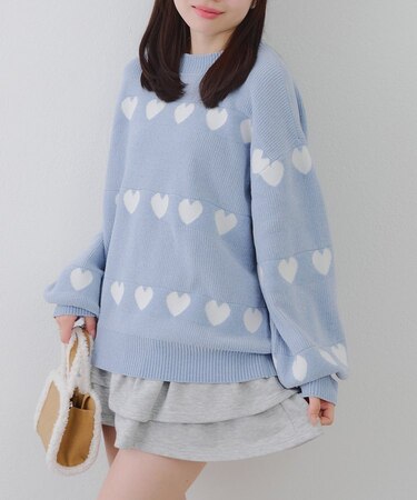 ベロアモールたっぷりハートニット