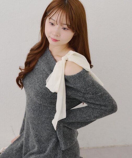 【Ribbon Collection】マルチWAYオフショルニットワンピース
