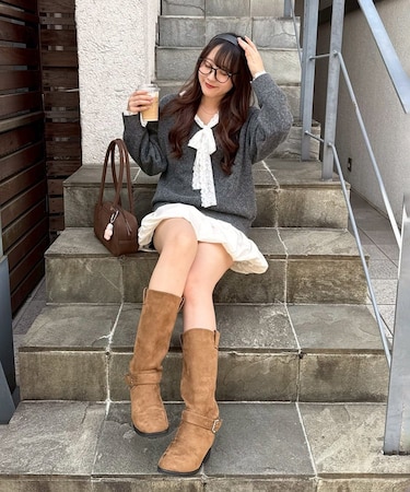 【Ribbon Collection】レース裾バルーンミニワンピース