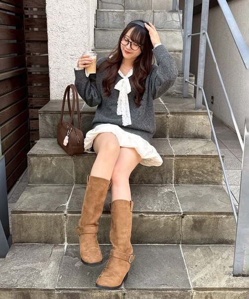 【Ribbon Collection】レース裾バルーンミニワンピース