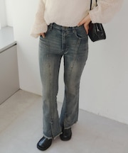 【2サイズ展開】スタッズセミフレアデニム