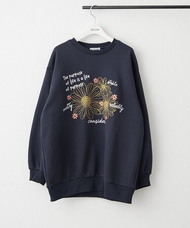 お花とロゴのアソート裏起毛プルオーバー