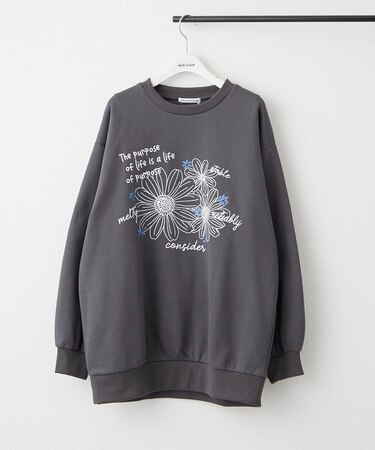 お花とロゴのアソート裏起毛プルオーバー