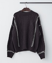 ブランケットステッチケーブルプルオーバー