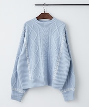 ブランケットステッチケーブルプルオーバー