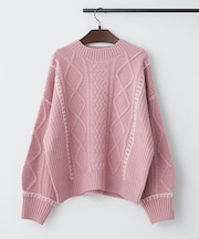 ブランケットステッチケーブルプルオーバー