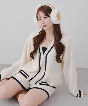 【セットアップ】ジップカーデ＆ニットパンツセット