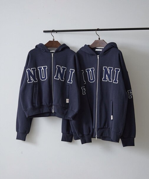 【NUNIFE】【選べる2丈！】裏起毛ロゴパーカー