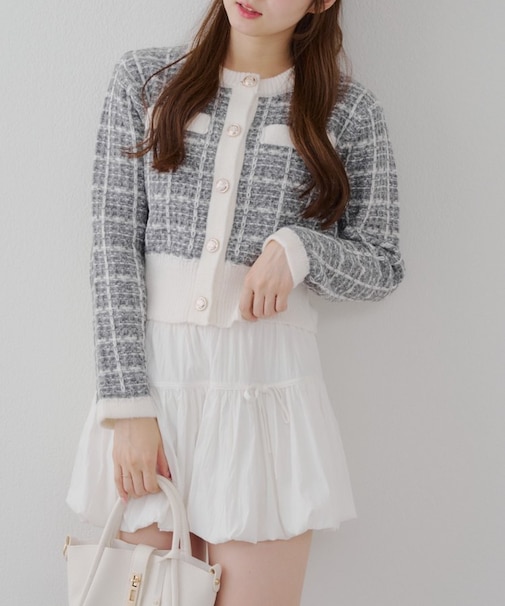 ツイードニットカーデ