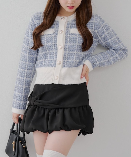 ツイードニットカーデ