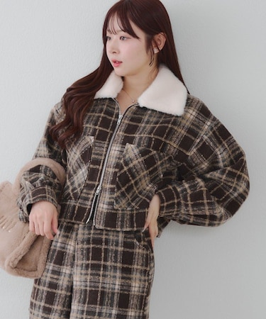 【RMAF】衿ファー付チャックショートジャケット