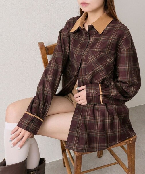 【OLIVE des OLIVE】配色カラービッグシャツ