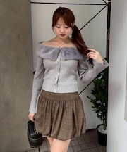 フェイクファー衿付カーディガン